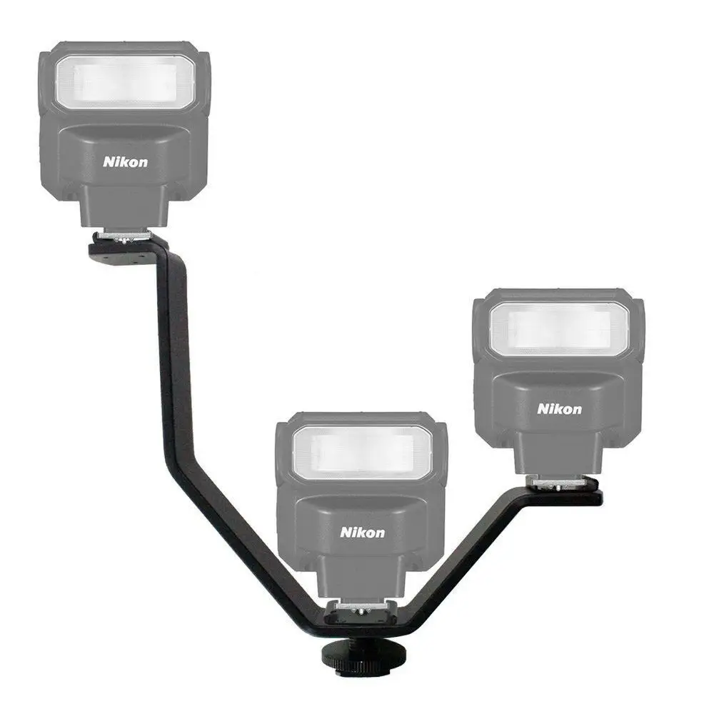 Photography Lighting Description - V Shape Triple Mount Hot Shoe